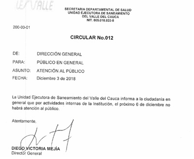 El próximo 06 de diciembre no habrá atención al público