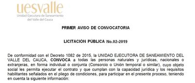 Aviso de licitación pública