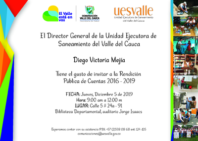 UESVALLE destacará logros alcanzados en saneamiento ambiental en audiencia pública de rendición de cuentas